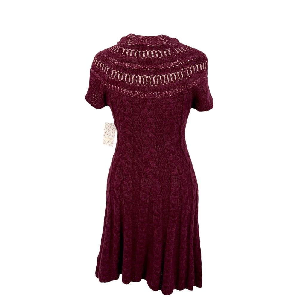 NWT Free People Dark Cherry Sequin Fit & Flare Sweater Dress | Mob Wife Coquette - Picture 10 of 16